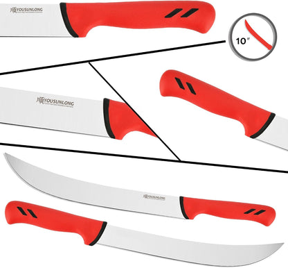 Cimeter Butcher & Boning Knife 3-Piece Set - Premium High-carbon Molybdenum Steel Blade of 5" 8" 10" - Butcher's Meat Knife Set - Ergonomic & Non-slip Handle