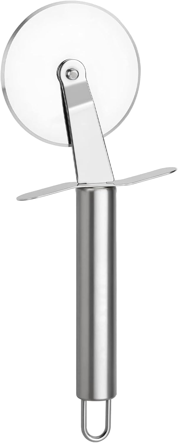 Pizza Cutter, Stainless Steel Pizza Cutter Wheel with Finger Guard Protects, Sharp Smooth Pizza Slicer & Dishwasher Safe - Easy to Clean and Stored