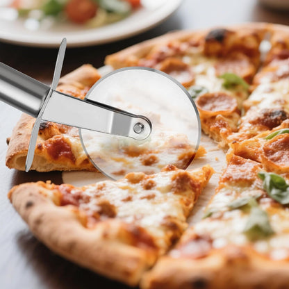 Pizza Cutter, Stainless Steel Pizza Cutter Wheel with Finger Guard Protects, Sharp Smooth Pizza Slicer & Dishwasher Safe - Easy to Clean and Stored