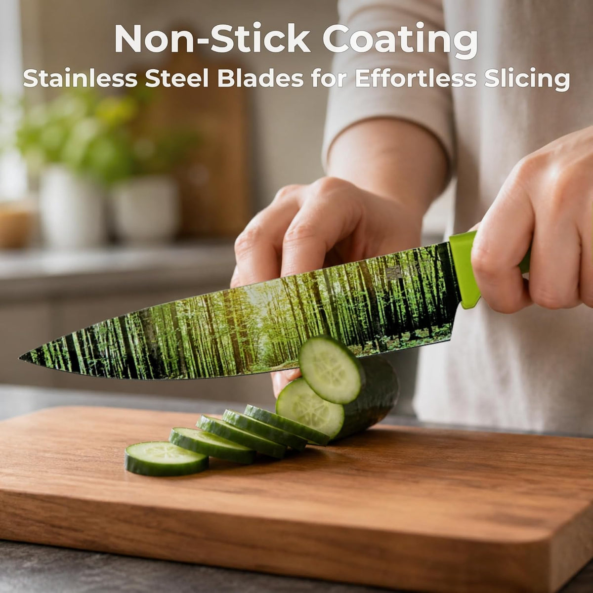 Landscape Knife Set, Six-Piece Stainless Steel Kitchen Knives | Decorative Knife Set with 6 Colorful Landscape Designs, A Unique Cooking Gift for Nature Lovers, Home Cooks, Bakers and Chefs