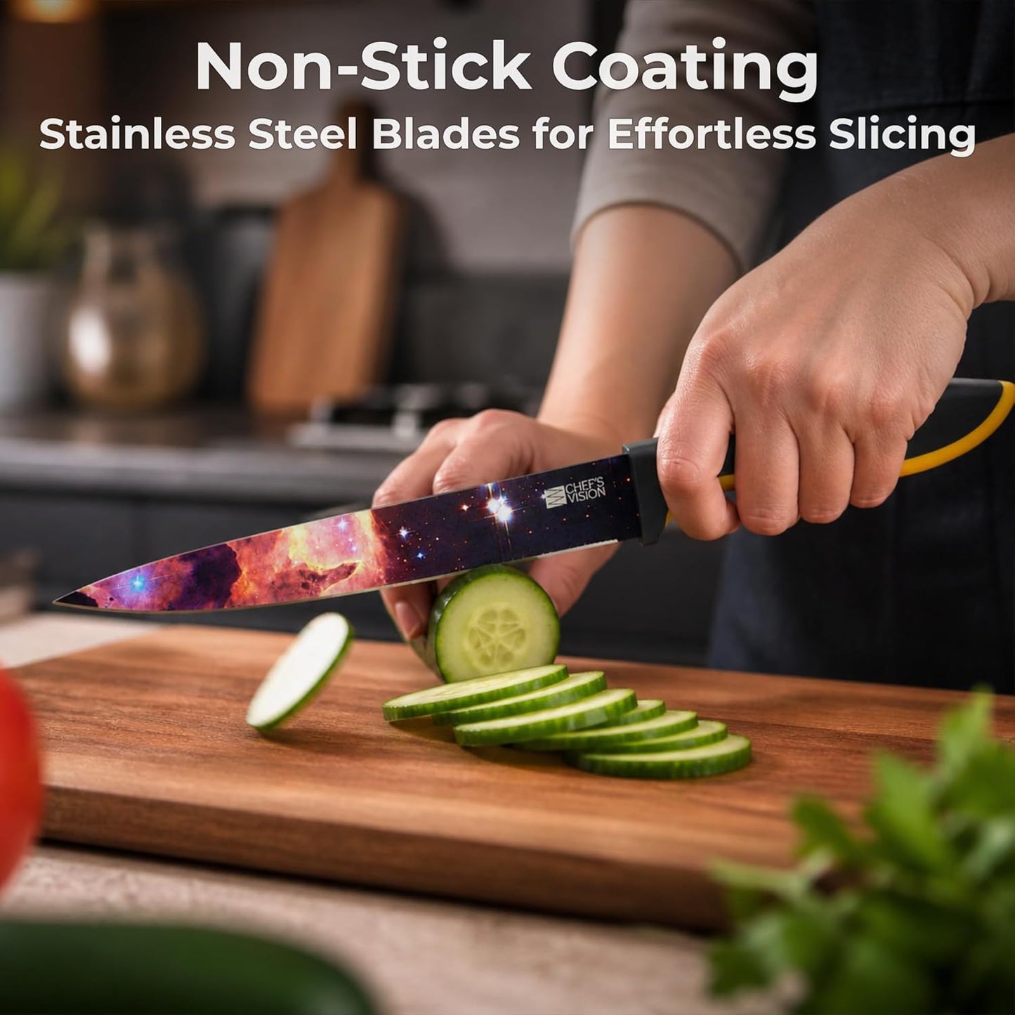 Landscape Knife Set, Six-Piece Stainless Steel Kitchen Knives | Decorative Knife Set with 6 Colorful Landscape Designs, A Unique Cooking Gift for Nature Lovers, Home Cooks, Bakers and Chefs