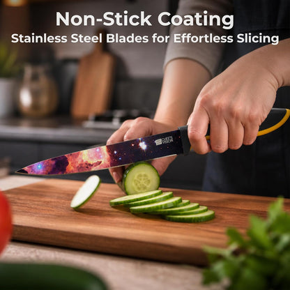 Landscape Knife Set, Six-Piece Stainless Steel Kitchen Knives | Decorative Knife Set with 6 Colorful Landscape Designs, A Unique Cooking Gift for Nature Lovers, Home Cooks, Bakers and Chefs