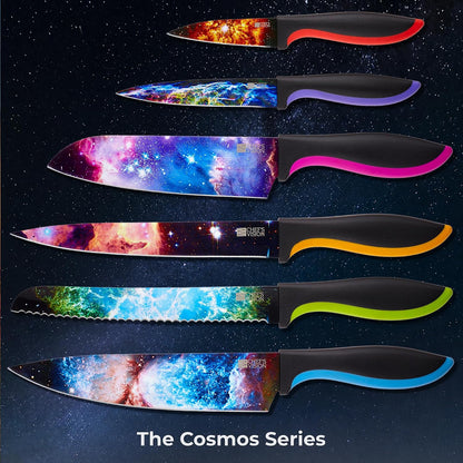 Landscape Knife Set, Six-Piece Stainless Steel Kitchen Knives | Decorative Knife Set with 6 Colorful Landscape Designs, A Unique Cooking Gift for Nature Lovers, Home Cooks, Bakers and Chefs