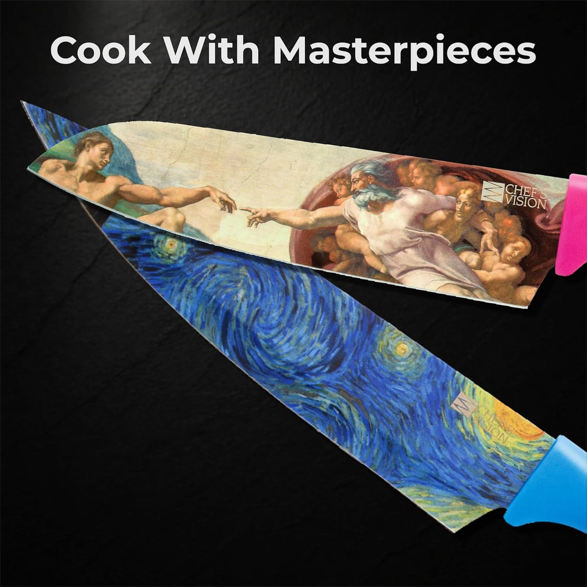Landscape Knife Set, Six-Piece Stainless Steel Kitchen Knives | Decorative Knife Set with 6 Colorful Landscape Designs, A Unique Cooking Gift for Nature Lovers, Home Cooks, Bakers and Chefs