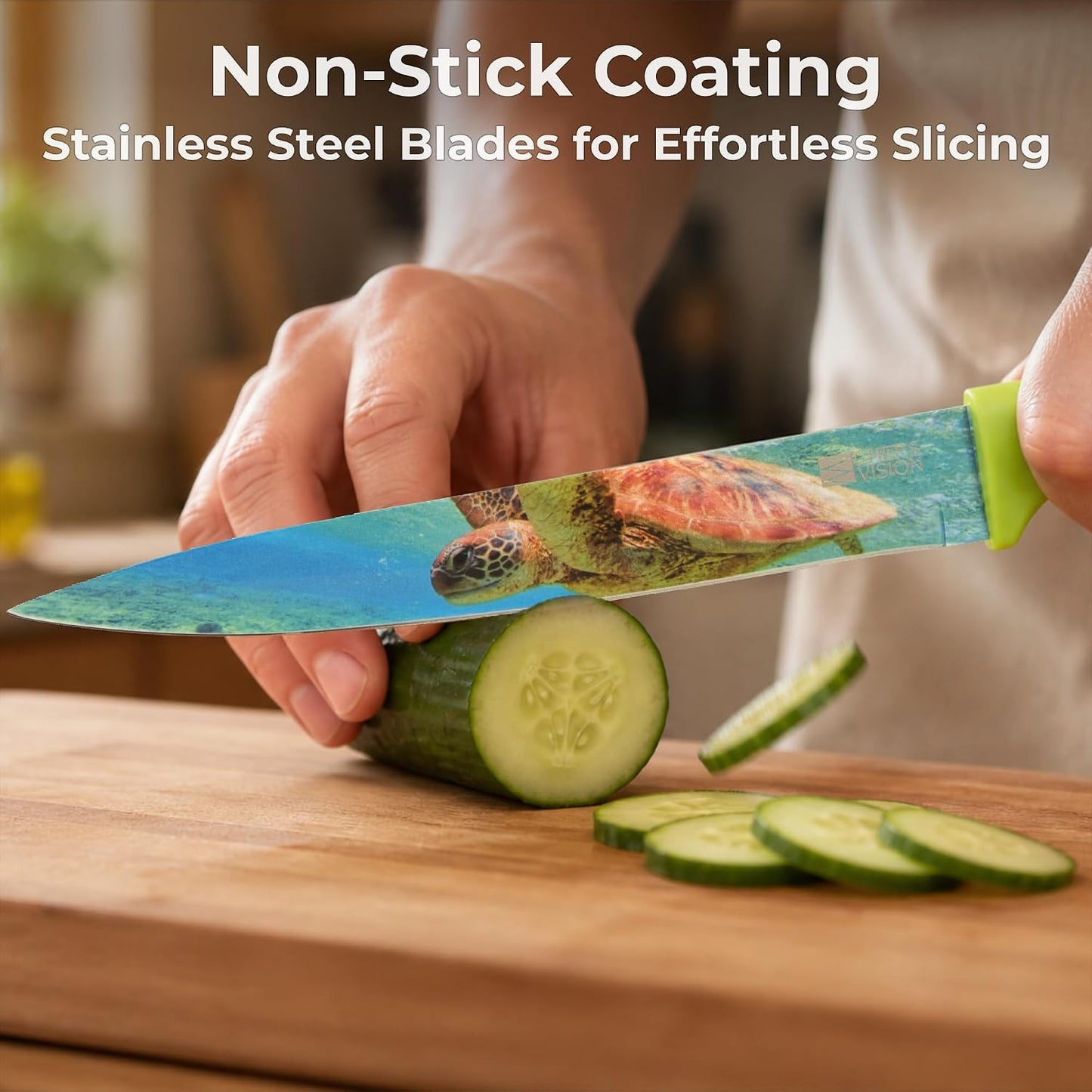 Landscape Knife Set, Six-Piece Stainless Steel Kitchen Knives | Decorative Knife Set with 6 Colorful Landscape Designs, A Unique Cooking Gift for Nature Lovers, Home Cooks, Bakers and Chefs