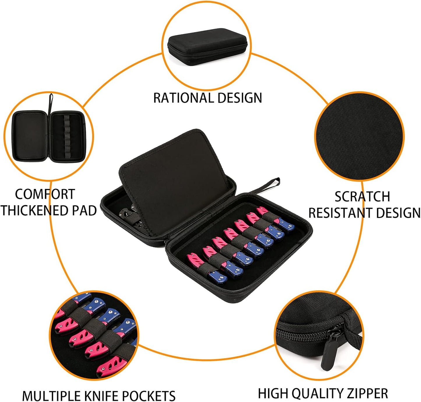 Pocket Knife Display Case with 14 Slots, Knife Case, Folding Knife Holder Organizer, Butterfly Knife Storage Carrier, Knives Collection Protector for Survival Tactical Outdoor EDC Mini Knife