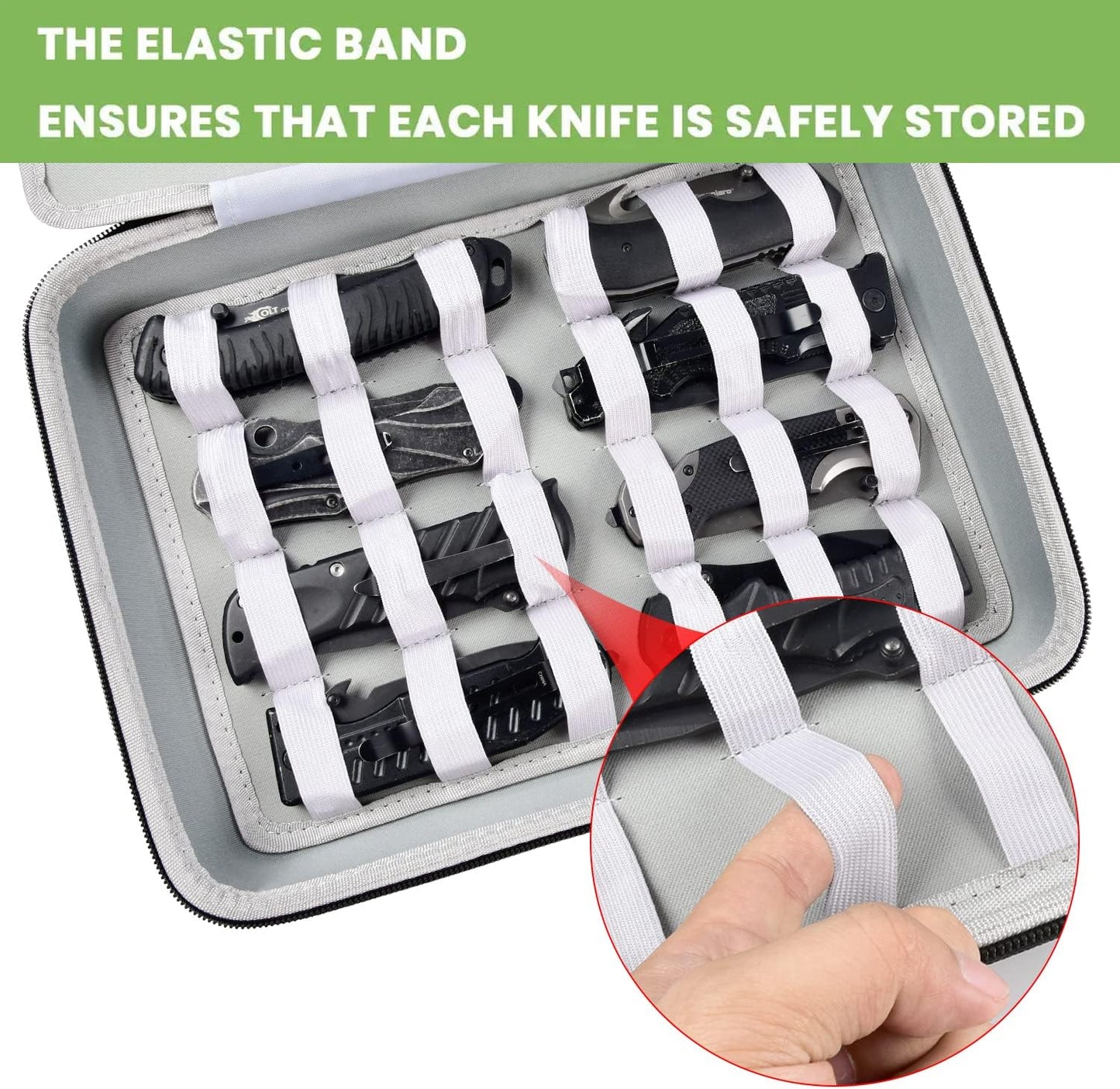 Knife Display Case for 44 Pocket Knives, Portable Storage Organizer Box for Collectors, Large Carrying Holder for Folding EDC, Hunting & Camping Gears (Box Only)