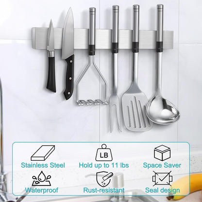 Magnetic Knife Holder for Wall, Knife Magnetic Strip Magnetic Knife Holder for Refrigerator Mount Knife Rack Kitchen Utensil Holder Metal Tool Holder Knife Block Kitchen Organizer Accessories 9.7 Inch