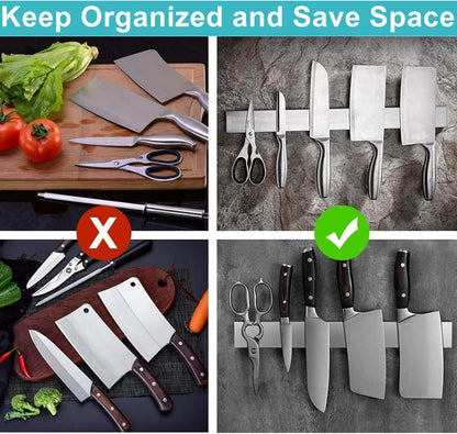 Magnetic Knife Holder for Wall, Knife Magnetic Strip Magnetic Knife Holder for Refrigerator Mount Knife Rack Kitchen Utensil Holder Metal Tool Holder Knife Block Kitchen Organizer Accessories 9.7 Inch