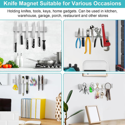 Magnetic Knife Holder for Wall, Knife Magnetic Strip Magnetic Knife Holder for Refrigerator Mount Knife Rack Kitchen Utensil Holder Metal Tool Holder Knife Block Kitchen Organizer Accessories 9.7 Inch