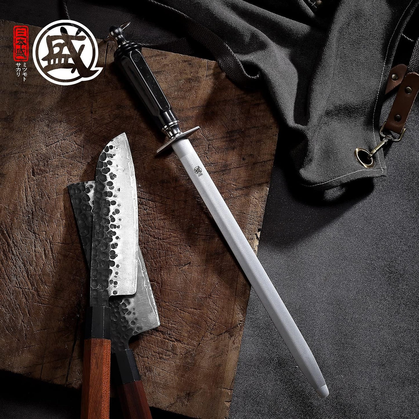 10-Inch Flat Diamond Knife Sharpening Rod, ABS Handle | Flat diamond surface for broader blade contact, high carbon steel rod, ABS handle and built-in magnet