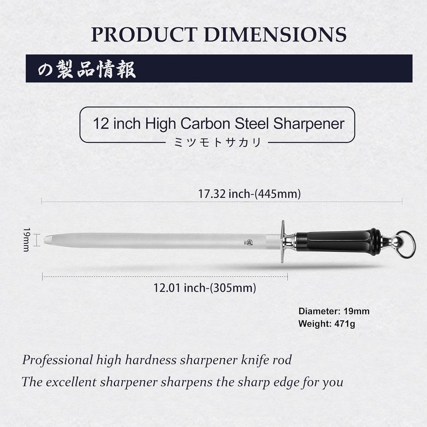 10-Inch Flat Diamond Knife Sharpening Rod, ABS Handle | Flat diamond surface for broader blade contact, high carbon steel rod, ABS handle and built-in magnet
