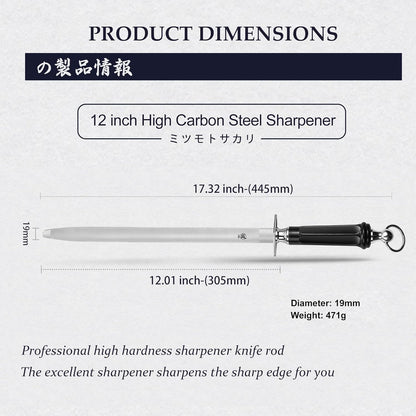 10-Inch Flat Diamond Knife Sharpening Rod, ABS Handle | Flat diamond surface for broader blade contact, high carbon steel rod, ABS handle and built-in magnet