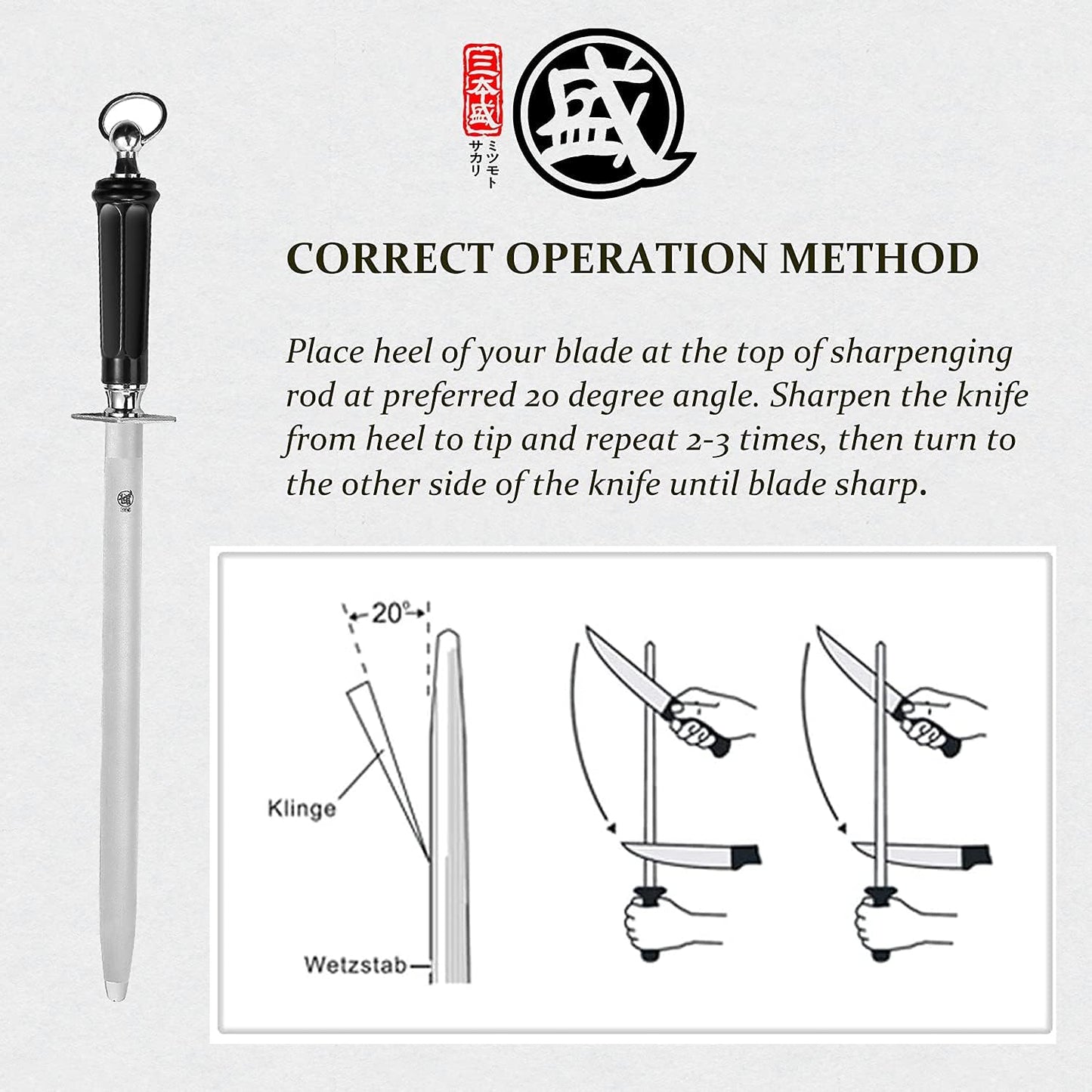 10-Inch Flat Diamond Knife Sharpening Rod, ABS Handle | Flat diamond surface for broader blade contact, high carbon steel rod, ABS handle and built-in magnet