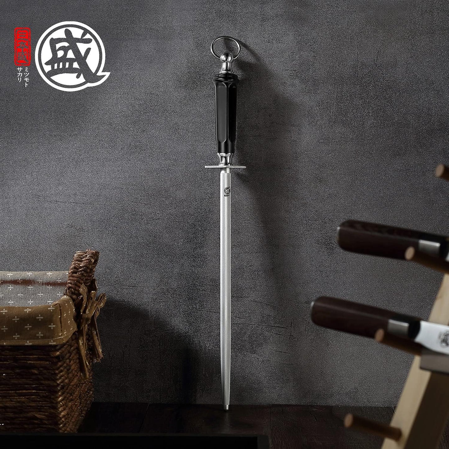 10-Inch Flat Diamond Knife Sharpening Rod, ABS Handle | Flat diamond surface for broader blade contact, high carbon steel rod, ABS handle and built-in magnet