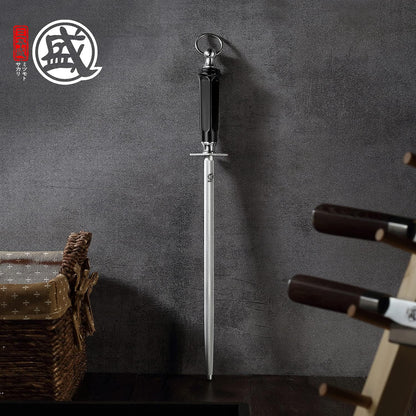 10-Inch Flat Diamond Knife Sharpening Rod, ABS Handle | Flat diamond surface for broader blade contact, high carbon steel rod, ABS handle and built-in magnet