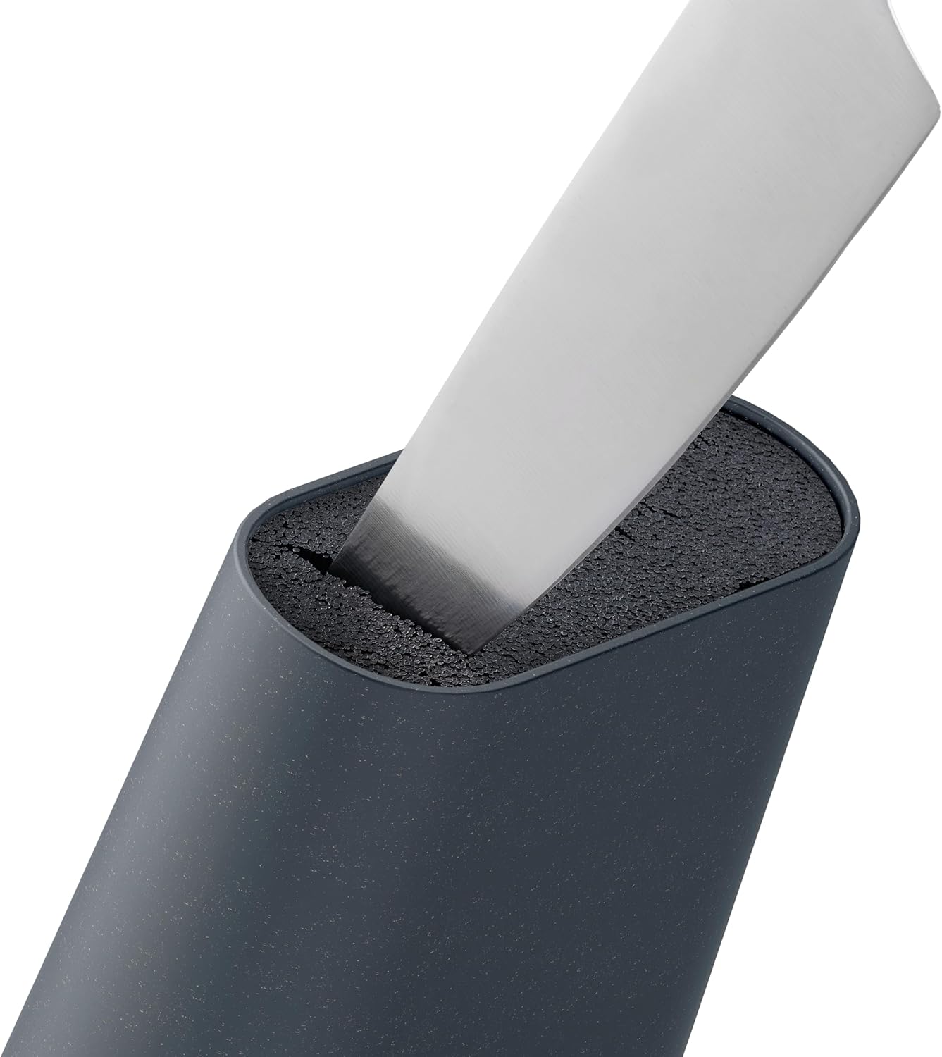 Universal Knife Block with Flexible Bristle Insert, Countertop Knife Holder for up to 5 Knives, Non-Slip Base, Removable Insert, Wheat Straw Kitchen Storage