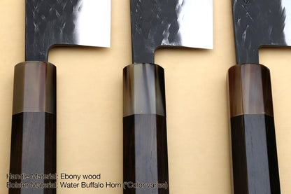 Yoshihiro Kurouchi Stainless Clad High Performance SLD Japanese Nakiri Vegetable Knife Ebony Handle(6.5"(165mm) & Saya)