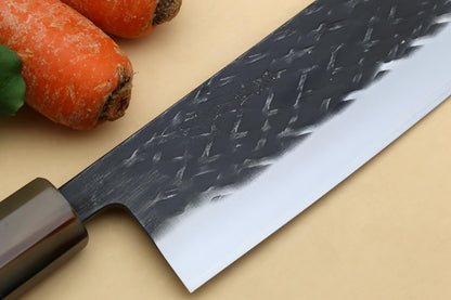 Yoshihiro Kurouchi Stainless Clad High Performance SLD Japanese Nakiri Vegetable Knife Ebony Handle(6.5"(165mm) & Saya)