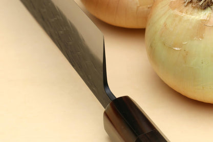 Yoshihiro Kurouchi Stainless Clad High Performance SLD Japanese Nakiri Vegetable Knife Ebony Handle(6.5"(165mm) & Saya)