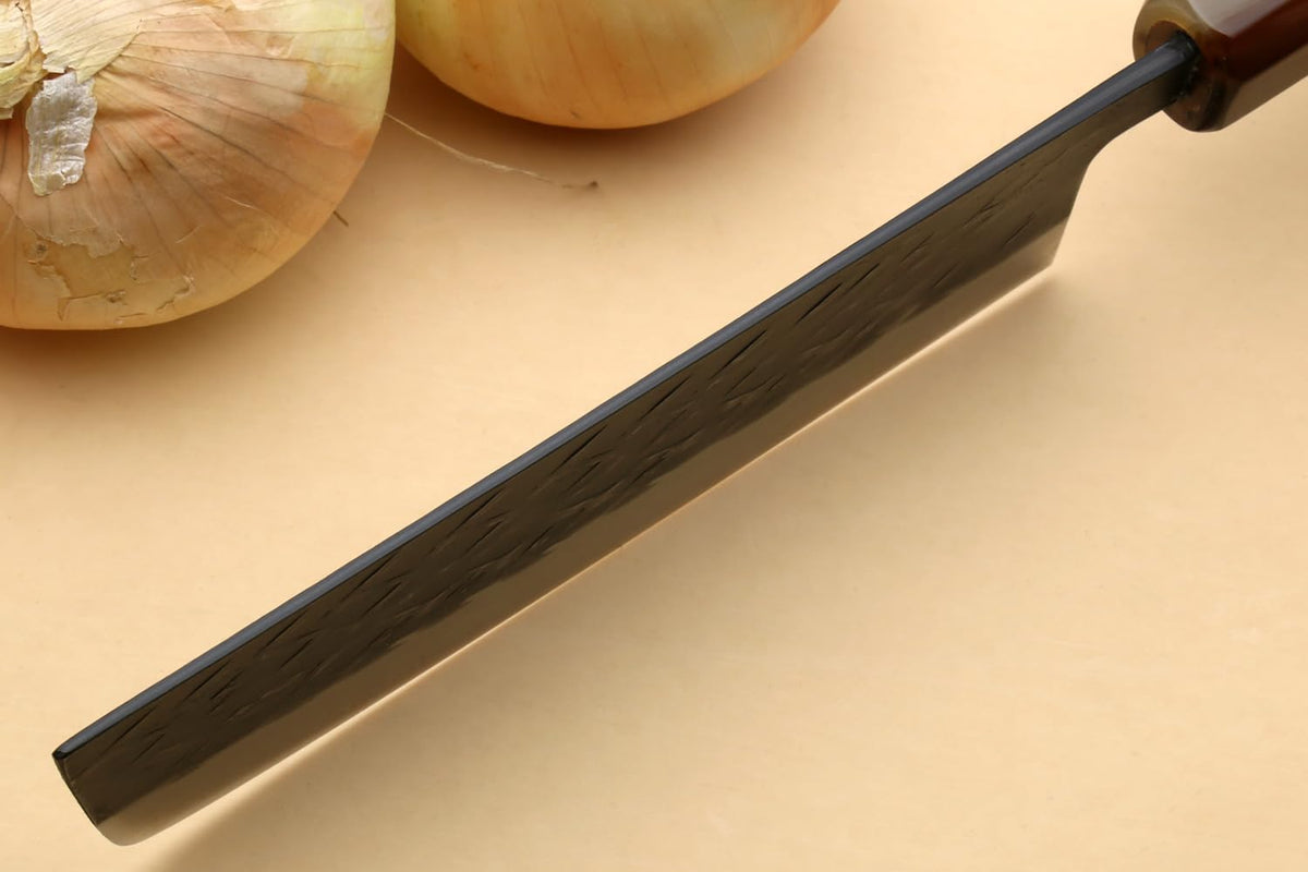 Yoshihiro Kurouchi Stainless Clad High Performance SLD Japanese Nakiri Vegetable Knife Ebony Handle(6.5"(165mm) & Saya)