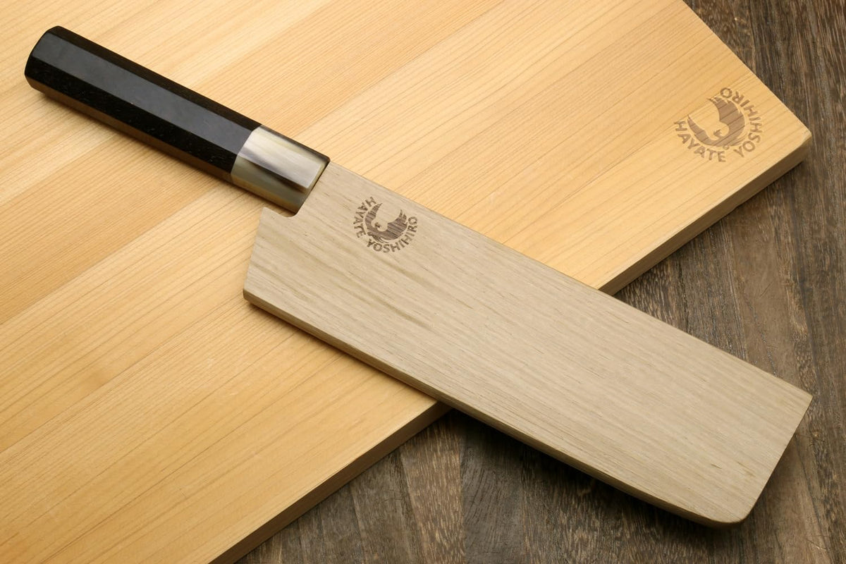 Yoshihiro Kurouchi Stainless Clad High Performance SLD Japanese Nakiri Vegetable Knife Ebony Handle(6.5"(165mm) & Saya)