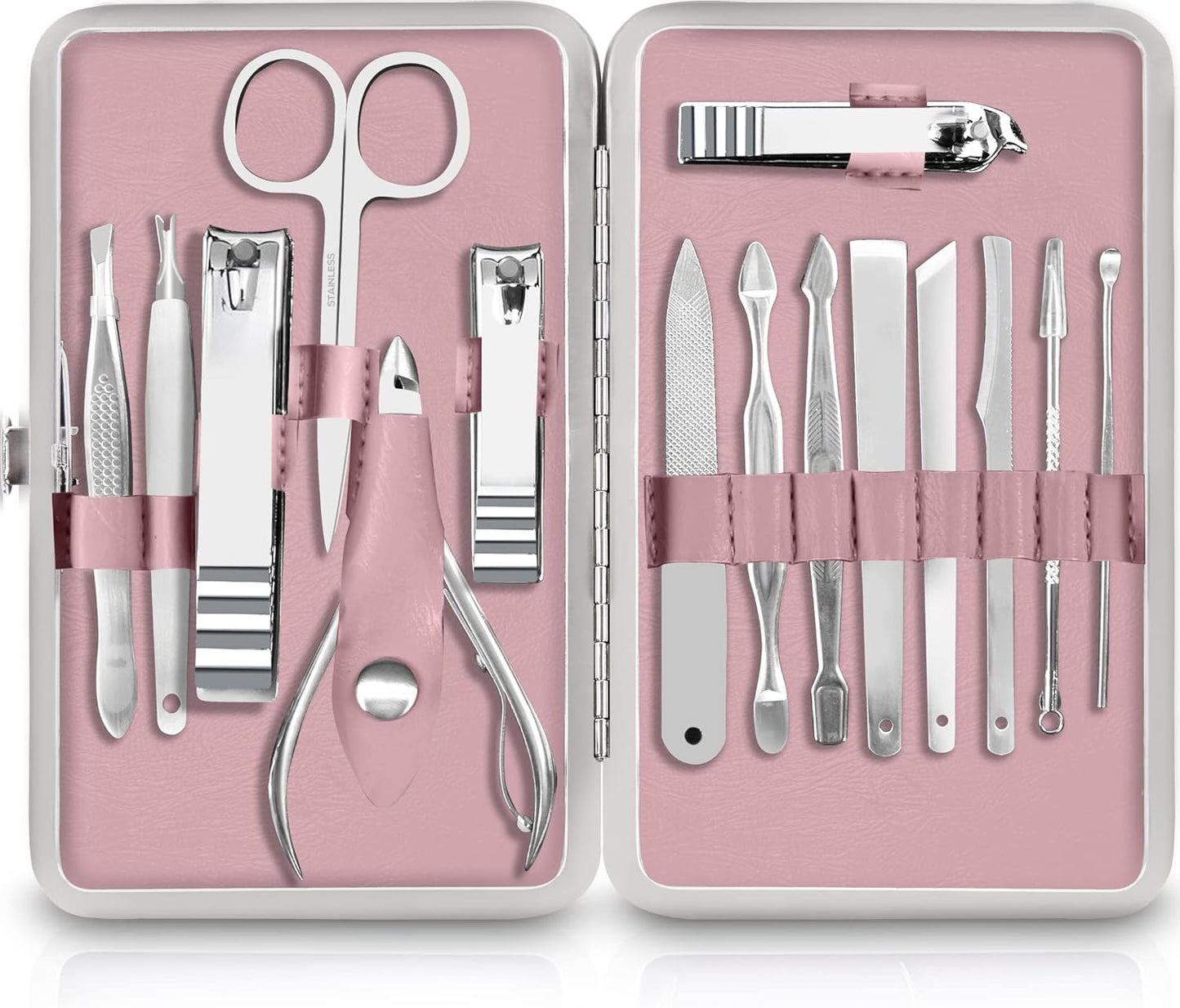 Manicure Kit for Women and Men, Manicure Set with Nail Clippers or Nail Kit Includes Fingernail & Toenail Clippers,15-Pcs Pedicure Kit Stocking Stuffers with Travel Case - Green
