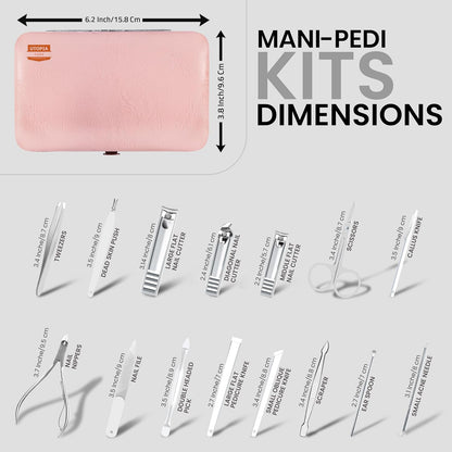 Manicure Kit for Women and Men, Manicure Set with Nail Clippers or Nail Kit Includes Fingernail & Toenail Clippers,15-Pcs Pedicure Kit Stocking Stuffers with Travel Case - Green