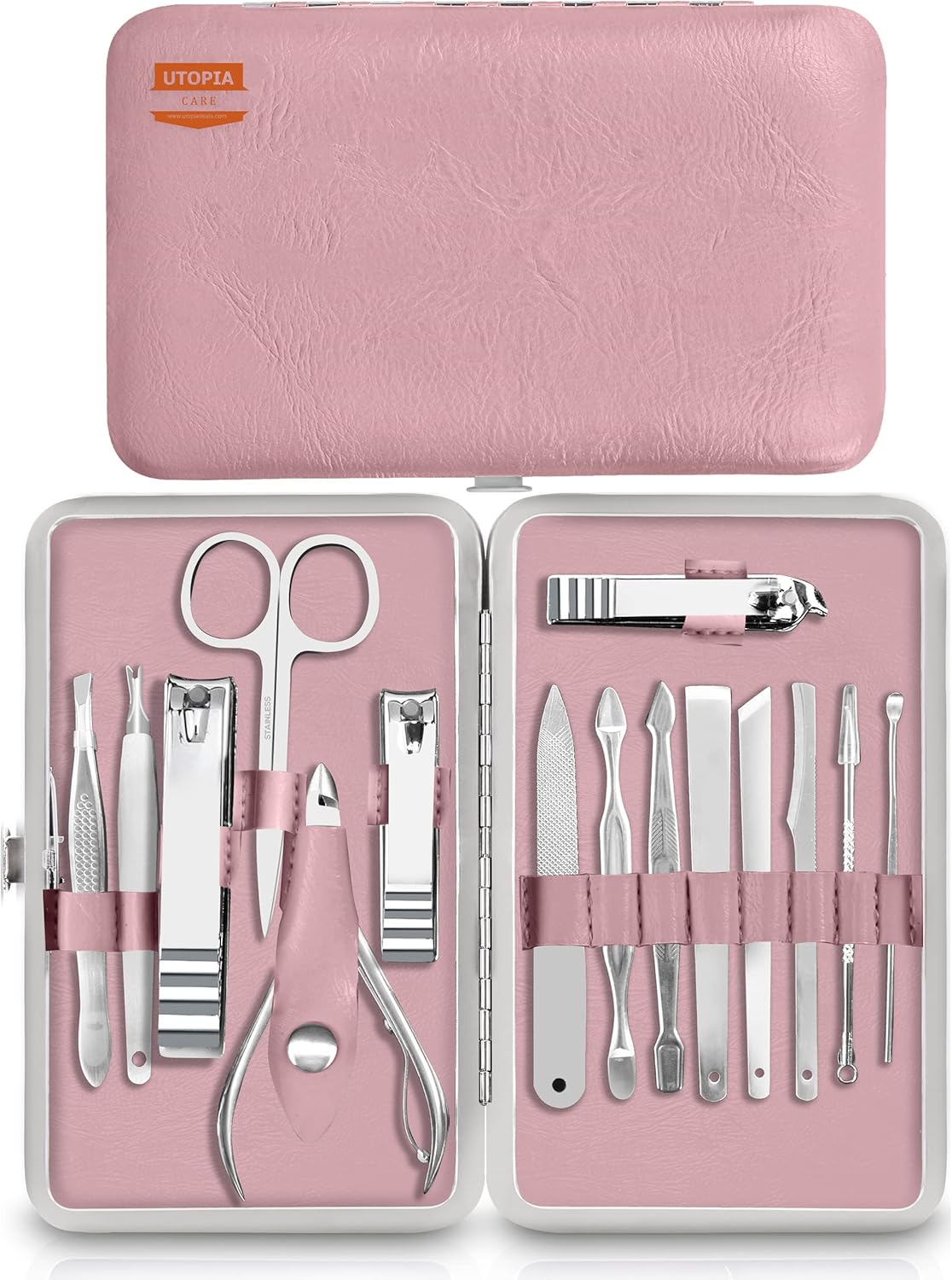Manicure Kit for Women and Men, Manicure Set with Nail Clippers or Nail Kit Includes Fingernail & Toenail Clippers,15-Pcs Pedicure Kit Stocking Stuffers with Travel Case - Green