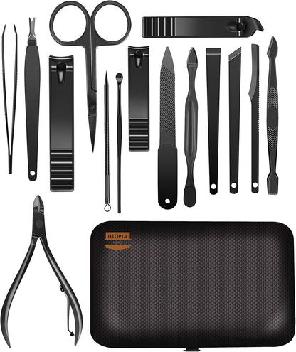 Manicure Kit for Women and Men, Manicure Set with Nail Clippers or Nail Kit Includes Fingernail & Toenail Clippers,15-Pcs Pedicure Kit Stocking Stuffers with Travel Case - Green
