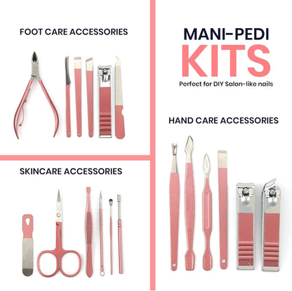 Manicure Kit for Women and Men, Manicure Set with Nail Clippers or Nail Kit Includes Fingernail & Toenail Clippers,15-Pcs Pedicure Kit Stocking Stuffers with Travel Case - Green