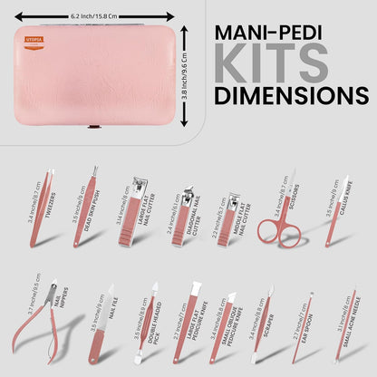 Manicure Kit for Women and Men, Manicure Set with Nail Clippers or Nail Kit Includes Fingernail & Toenail Clippers,15-Pcs Pedicure Kit Stocking Stuffers with Travel Case - Green
