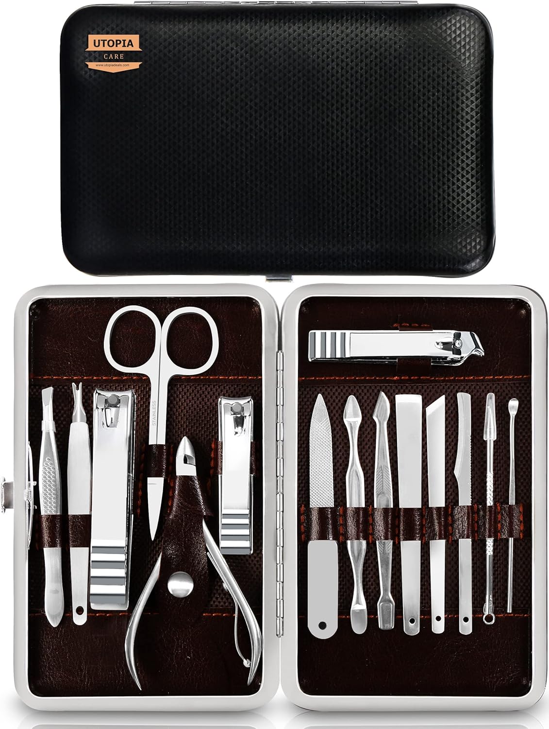 Manicure Kit for Women and Men, Manicure Set with Nail Clippers or Nail Kit Includes Fingernail & Toenail Clippers,15-Pcs Pedicure Kit Stocking Stuffers with Travel Case - Green