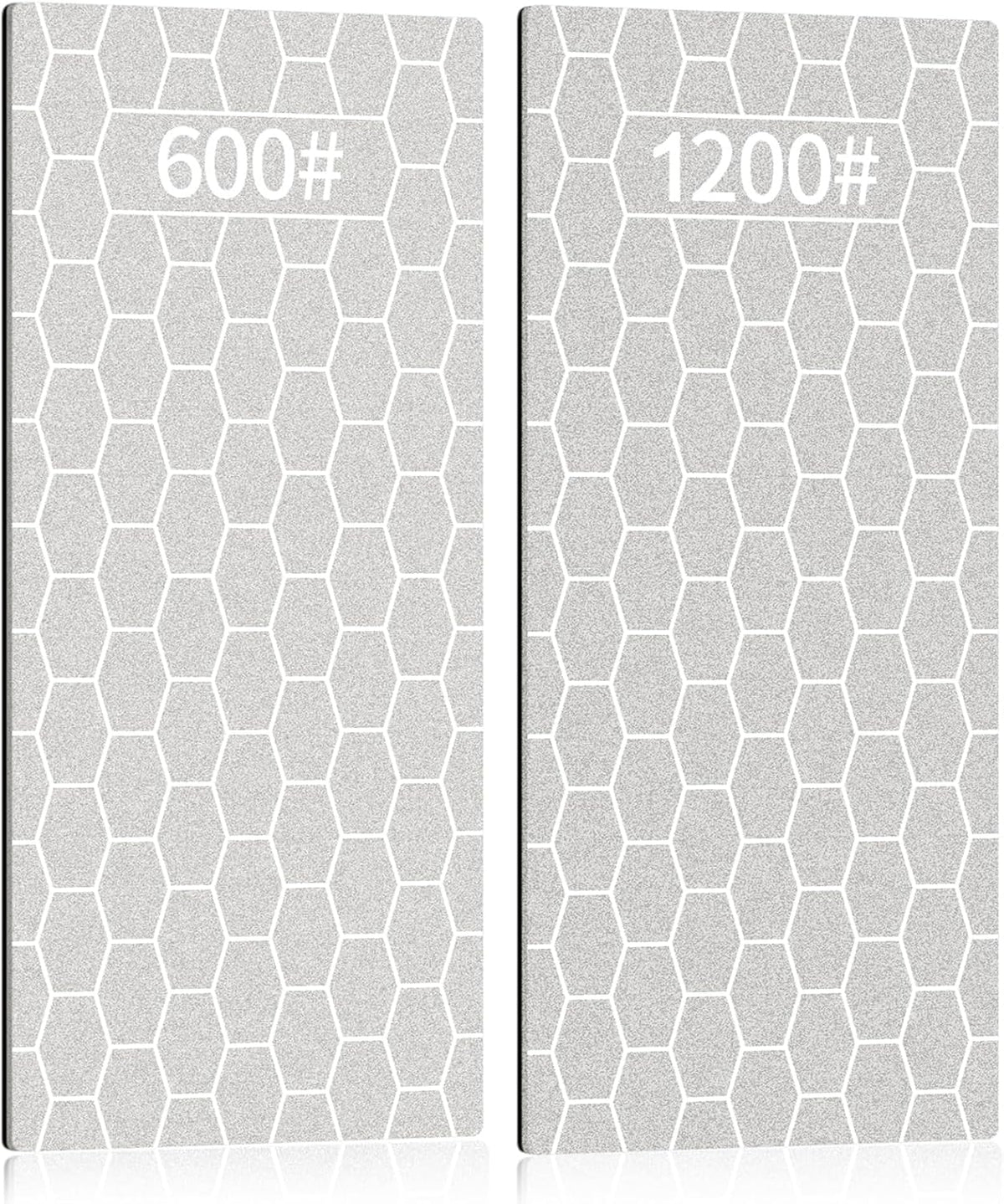 2PCS Diamond Sharpening Stone, Knife Sharpener Stone Whetstone Honeycomb Surface Diamond Sharpener Plate with Non-slip Base for Pocket Knives Scissors, Outdoor Kitchen Tools (600/1200 Grit)
