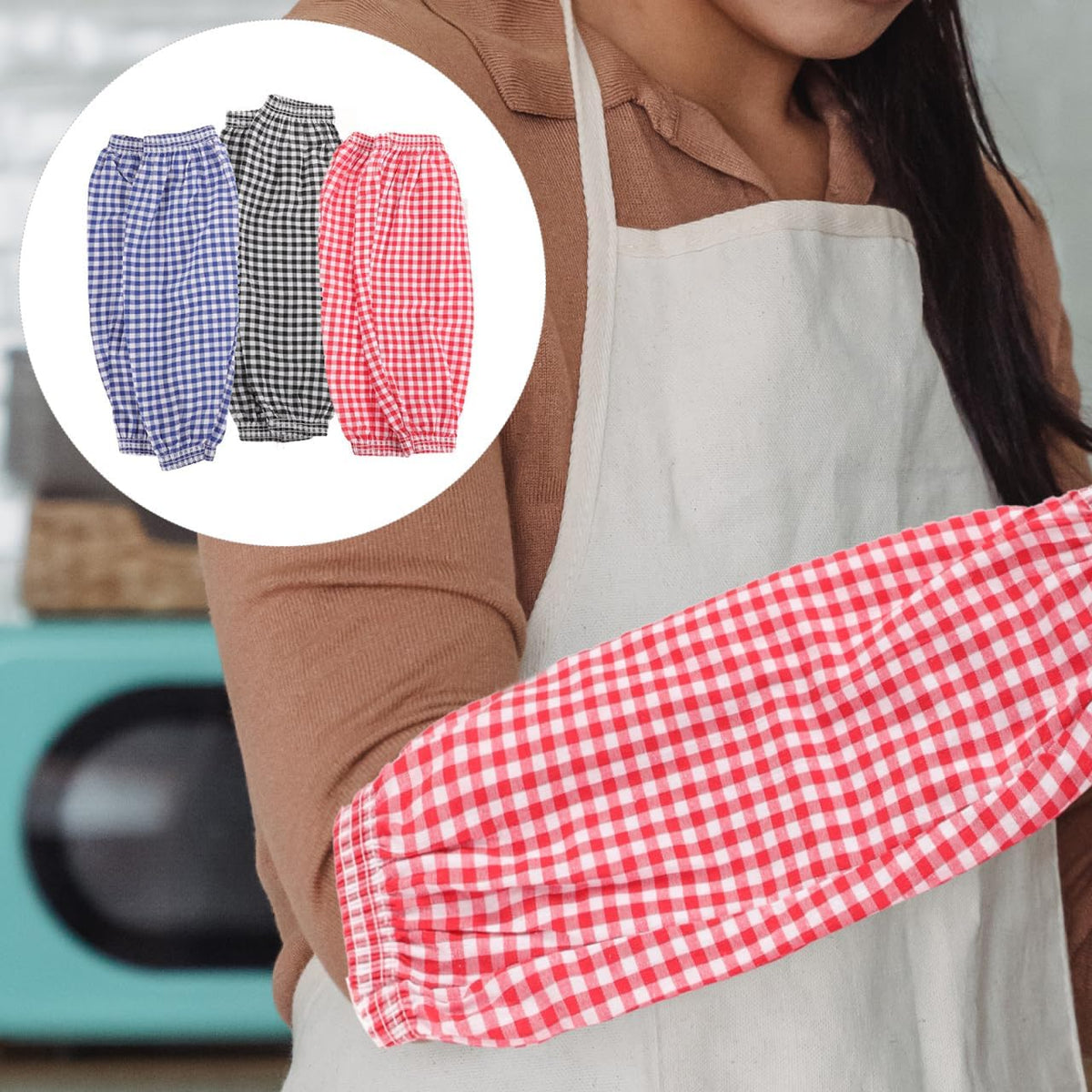 BESTOYARD 3 Pairs Cleaning Oversleeves, Anti-Dust and Oilproof Arm Protective Sleeves with Cotton and Linen for Women Men Kitchen, Gardening, Car Washing, Painting, Topiary Garden