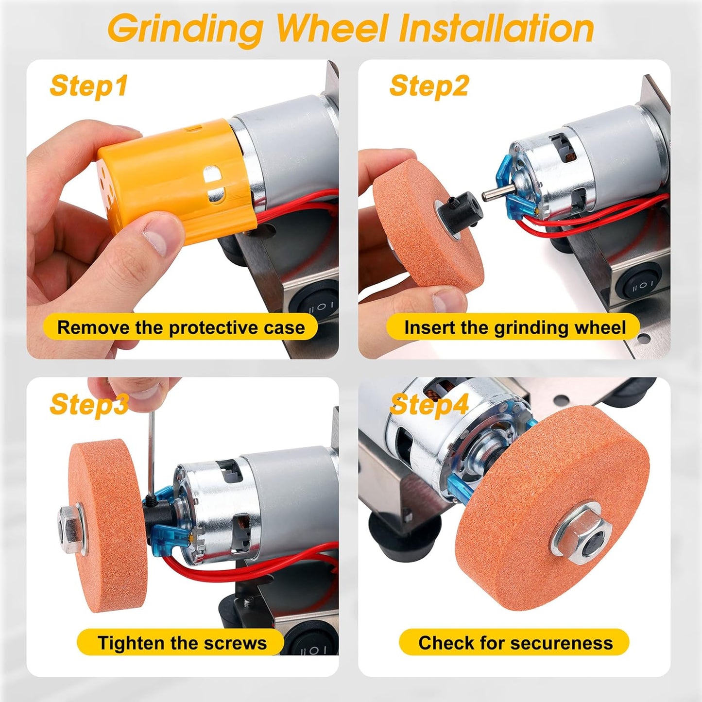 Mini Belt Sander for Knife Making, 3 IN 1 Electric Power Bench Belt Sanders, 7 Adjustable Speed Knife Sharpener Knife Polishing Kit for DIY Metal Woodworking Knife Making (Multi-functional)