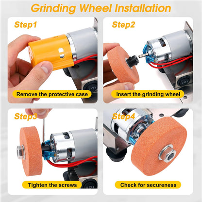Mini Belt Sander for Knife Making, 3 IN 1 Electric Power Bench Belt Sanders, 7 Adjustable Speed Knife Sharpener Knife Polishing Kit for DIY Metal Woodworking Knife Making (Multi-functional)
