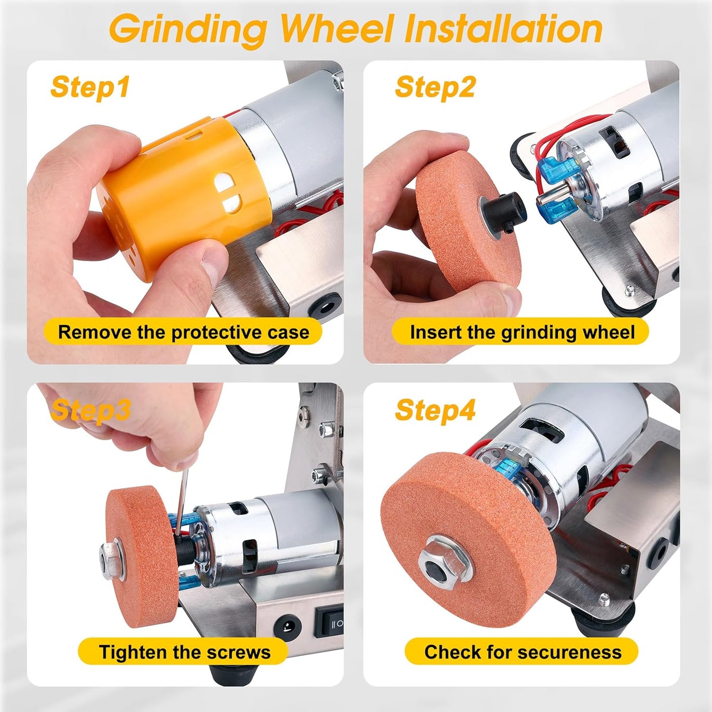 Mini Belt Sander for Knife Making, 3 IN 1 Electric Power Bench Belt Sanders, 7 Adjustable Speed Knife Sharpener Knife Polishing Kit for DIY Metal Woodworking Knife Making (Multi-functional)