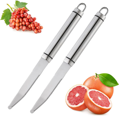 2PCS Grapefruit Knife, Stainless Steel Curved Serrated Blade for Kiwi Lemon