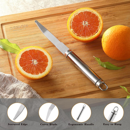 2PCS Grapefruit Knife, Stainless Steel Curved Serrated Blade for Kiwi Lemon