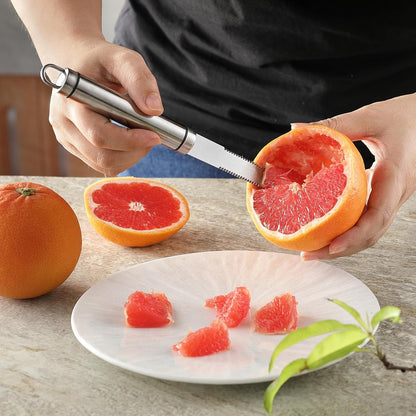 2PCS Grapefruit Knife, Stainless Steel Curved Serrated Blade for Kiwi Lemon