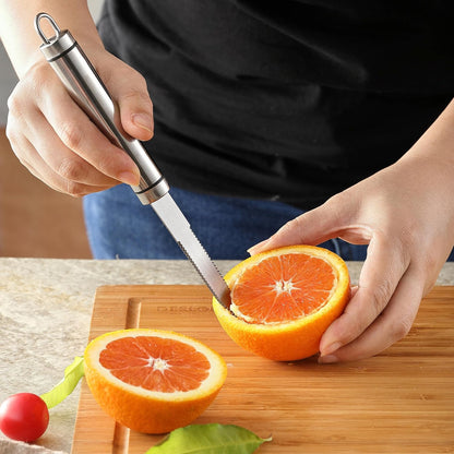 2PCS Grapefruit Knife, Stainless Steel Curved Serrated Blade for Kiwi Lemon