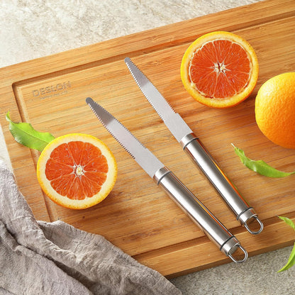 2PCS Grapefruit Knife, Stainless Steel Curved Serrated Blade for Kiwi Lemon
