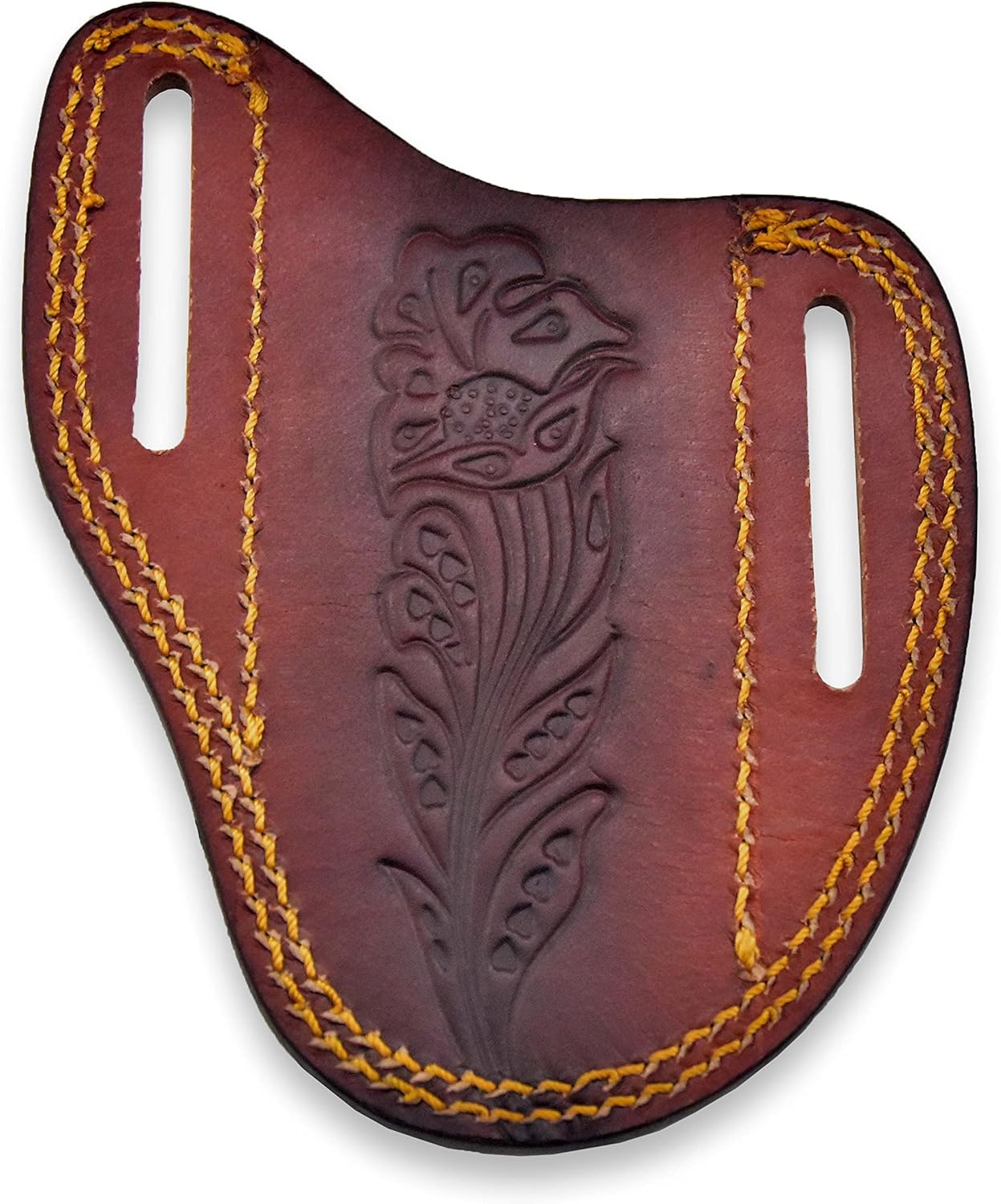 Custom Leather Sheath Slanted Pancake Tooled Leather Sheath/Trapper Knife Sheath/Hunting Knife Sheath 100% Real Laether Cover/Tan Both Side Carry Design (LSB)
