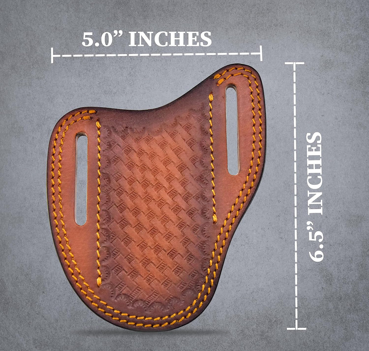 Custom Leather Sheath Slanted Pancake Tooled Leather Sheath/Trapper Knife Sheath/Hunting Knife Sheath 100% Real Laether Cover/Tan Both Side Carry Design (LSB)