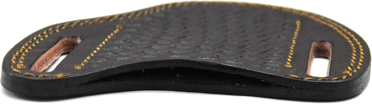 Custom Leather Sheath Slanted Pancake Tooled Leather Sheath/Trapper Knife Sheath/Hunting Knife Sheath 100% Real Laether Cover/Tan Both Side Carry Design (LSB)