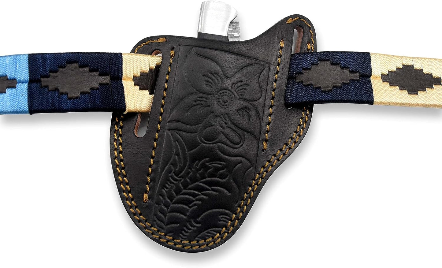 Custom Leather Sheath Slanted Pancake Tooled Leather Sheath/Trapper Knife Sheath/Hunting Knife Sheath 100% Real Laether Cover/Tan Both Side Carry Design (LSB)