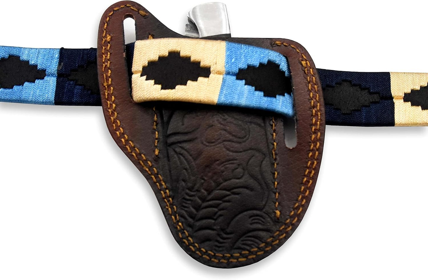 Custom Leather Sheath Slanted Pancake Tooled Leather Sheath/Trapper Knife Sheath/Hunting Knife Sheath 100% Real Laether Cover/Tan Both Side Carry Design (LSB)