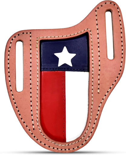 Custom Leather Sheath Slanted Pancake Tooled Leather Sheath/Trapper Knife Sheath/Hunting Knife Sheath 100% Real Laether Cover/Tan Both Side Carry Design (LSB)