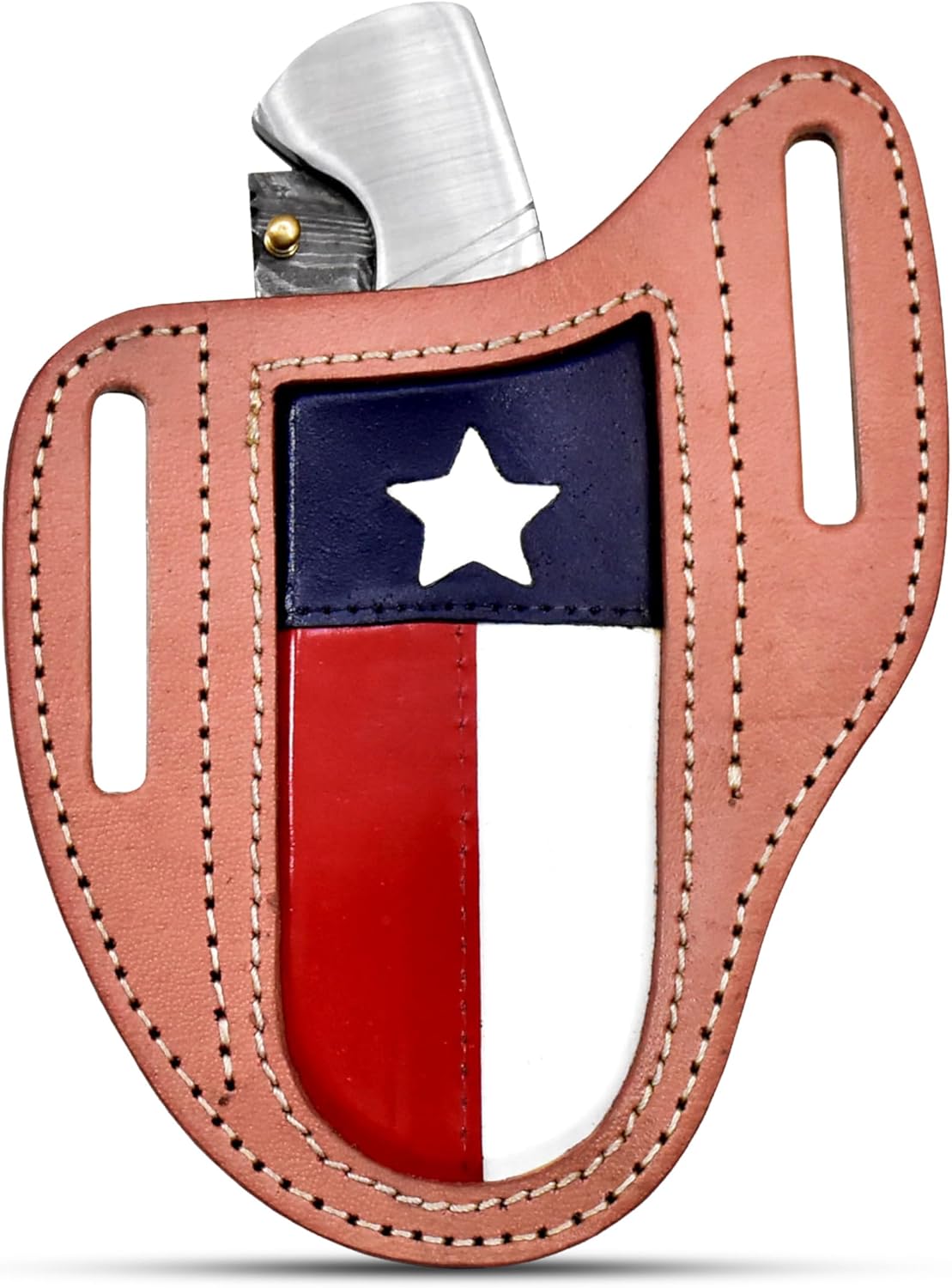 Custom Leather Sheath Slanted Pancake Tooled Leather Sheath/Trapper Knife Sheath/Hunting Knife Sheath 100% Real Laether Cover/Tan Both Side Carry Design (LSB)